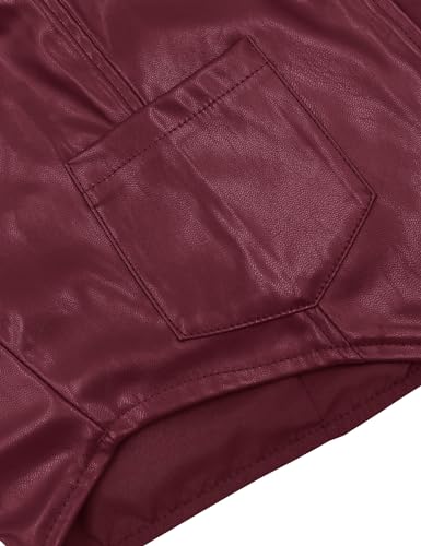 Fallorchid Women's Button Up Sleeveless Vest Crop Tops Sexy V Neck Faux Leather Jacket Waistcoat