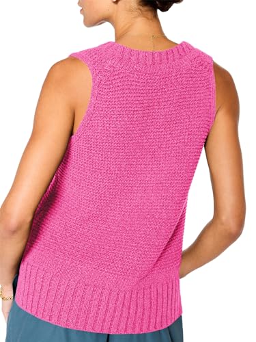 Saodimallsu Womens Sleeveless Sweater Vest Lightweight V Neck Summer Sweater Tank Tops Casual Knit Tunic Cami Shirts Pink