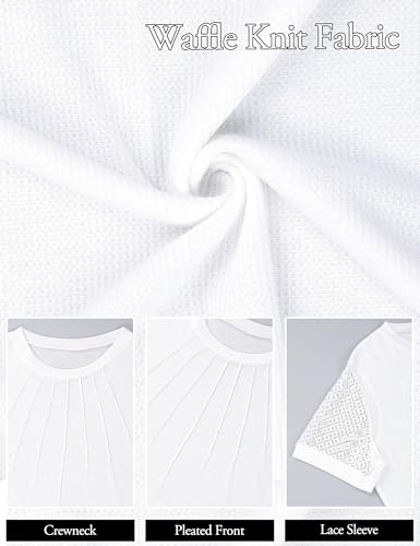 Blooming Jelly Women's Dressy Casual Blouses Business Work Tops White Short Sleeve Waffle Knit T Shirts 2024 Trendy Summer Outfits (White,Large)