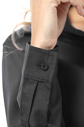 Gemolly Women's Basic Button Down Shirts Long Sleeve Plus Size Simple Cotton Stretch Formal Casual Shirt Blouse Black S