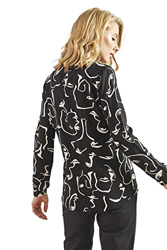 Blouses for Women Fashion, Casual Long Sleeve Button Down Shirts Tops, XS-3XL (Face Black, X-Large)