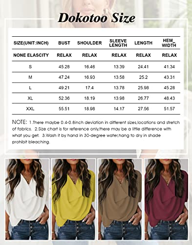 Dokotoo Sexy Womens Tops and Blouses Summer Short Sleeve V Neck Solid Color Ladies Wrap Draped Front Business Casual Chiffon Shirts Dressy Tops for Work Professional Spring Fashion 2024, White X-Large