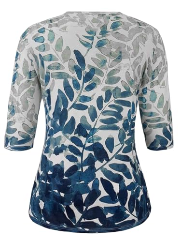 Blouses for Women Fashion 2024 3/4 Sleeve Casual Tops Floral Print Shirts