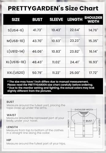 PRETTYGARDEN Women's Summer Button Down Shirts Casual Short Sleeve Crew Neck Ribbed Knit Blouse Top Cardigans (Beige,Small)