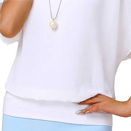 VIISHOW Women's Loose Casual Short Sleeve Chiffon Top T-Shirt Blouse White XXL