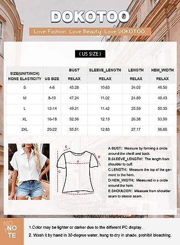 Dokotoo 2024 Fashion Summer Womens Solid V Neck Batwing Short Sleeve Shirts Button Down Cotton Office Workout Blouses Tops Resort Wear for Women Brown L