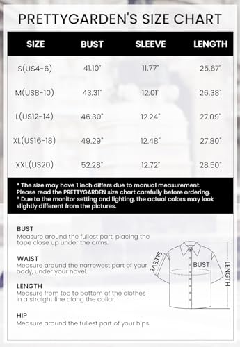 PRETTYGARDEN Women's Summer Button Down Shirts Short Lantern Sleeve V Neck Cotton Cute Dressy Casual Ladies Tops Blouses (Beige,Medium)