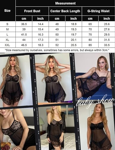 Avidlove Sexy Babydoll Lingerie for Women Lace Chemise Nightgowns Wedding Nightie Black, L