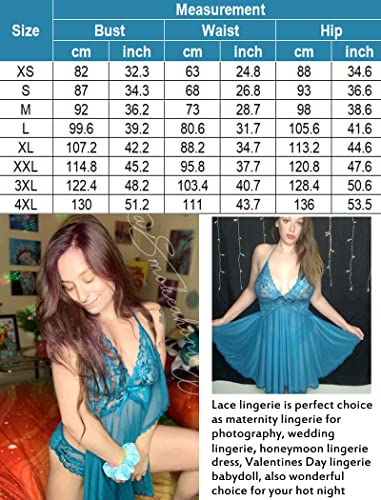 Avidlove Lingerie for Women Lace Babydoll Halter Chemise V Neck Nightgown Sexy Sleepwear Nightdress Dark Blue Medium