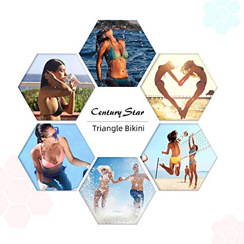 Century Star Women Tie Side Bottom Padded Top Triangle Bikini String Bathing Suit Two Piece Swimsuit Z Black Pink 8-10