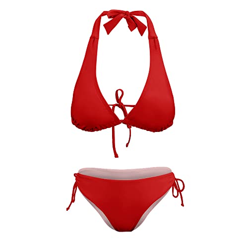 Womens Swimsuits Bikini Supportive Bikini Top String Bikini Bottoms Sexy Triangl Bikini Set Red XS
