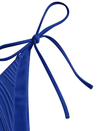 ZAFUL Women's Underwire High Cut Bikini Tie Side String Bikini Set Two Piece Swimsuit Bathing Suit (0-Deep Blue,S)