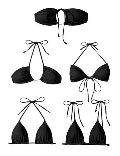 Dnzzs Women's Bikini Sets 2 Piece High Waisted Bathing Suit for Women Adjustable String Triangle Bikini Sexy Swimsuit Beach Black