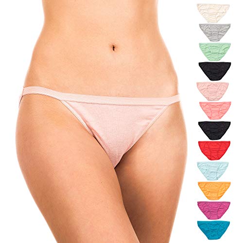 Alyce Intimates Women's Cotton String Bikini, 12 Pack, Assorted Prints
