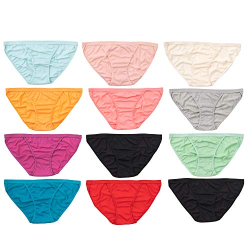 Alyce Intimates Women's Cotton String Bikini, 12 Pack, Assorted Prints