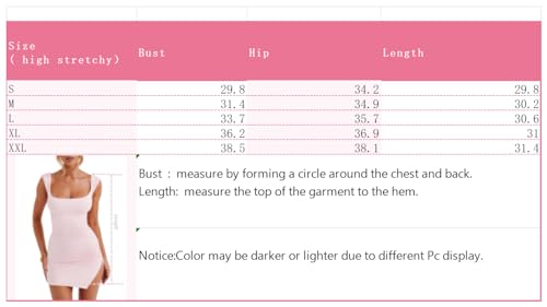 Misng Women's 2024 Sexy Sleeveless Dress Square Neck Backless High Side Slit Ruched Bodycon Mini Dress White