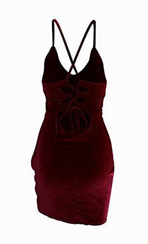 Zyyfly Doramode Womens Spaghetti Strap Bodycon Sleeveless Backless Velvet Sexy Short Club Dress