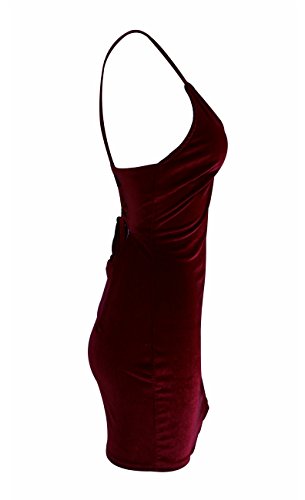 Zyyfly Doramode Womens Spaghetti Strap Bodycon Sleeveless Backless Velvet Sexy Short Club Dress
