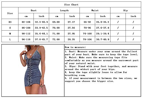 chouyatou Women's Sexy Spaghetti Strap Lace-Up Party Club Mini Denim Sun Dress (X-Small, Black)