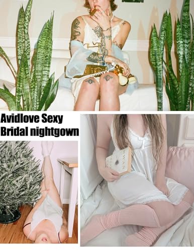 Avidlove Womens Sexy Sleepwear Lace Chemise Nightgown Sexy Womens Nightie Honeymoon Lingerie (White,L)