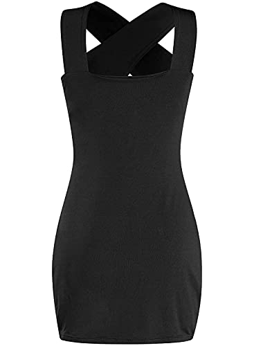 LYANER Women's Cut Out Halter Wrap Sexy Bodycon Party Sleeveless Tank Mini Dress Black Medium