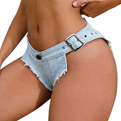 Dxyufazhe Sexy Women's Low Rise Stretch Mini Denim Shorts Hot Pants Beach Party Clubwear (as1, Alpha, m, Regular, Regular, DYS011 Light Blue)