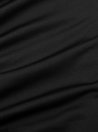 Hilinker Women's Sexy Deep V Neck Bodycon Dress Long Sleeve Ruched Cut Out Mini Party Dresses Black Large