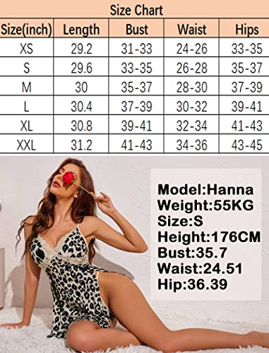 Avidlove Lingerie For Women Leopard Babydoll Lingerie Slip Nightgown Sexy Nightwear XS