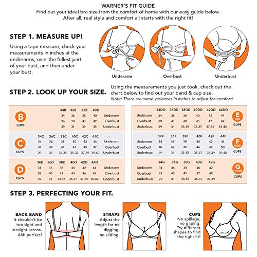 Warner's Women's No Side Effects Underarm-Smoothing Comfort Underwire Lightly Lined T-Shirt Bra 1356, Toasted Almond, 34C