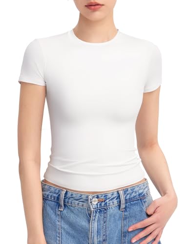 PUMIEY Y2K Slim Fit White Crop Top, Medium
