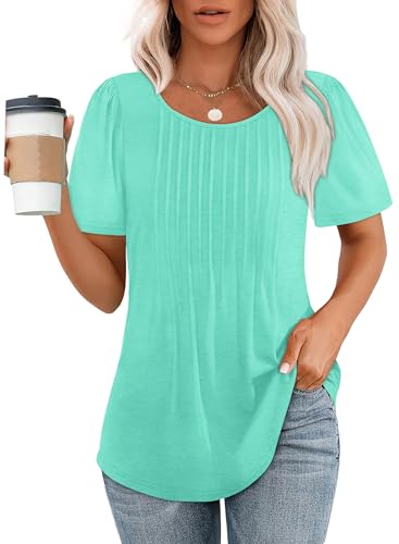 Women's Aqua Puff Sleeve Summer T-Shirt Dress