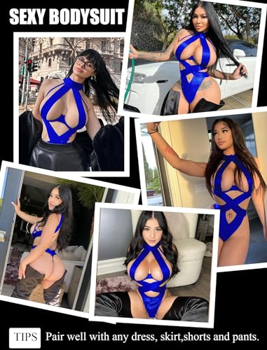 Avidlove Lingerie for Women Slutty Lingerie Bondaged Teddy Lingeries Sexy Cut Out Lingerie for Boudoir Shoot (Blue,S)