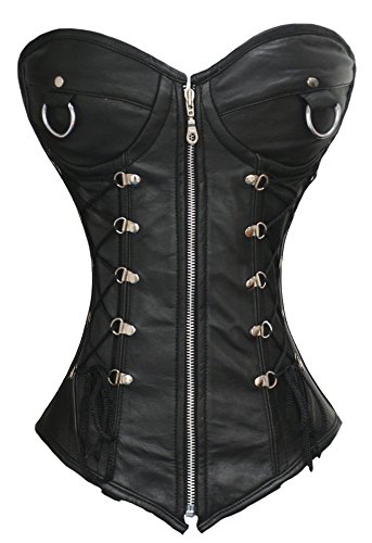 luvsecretlingerie Heavy Duty 24 Double Steel Boned Waist Training Genuine Leather Overbust Tight Shaper Corset #1217-LE