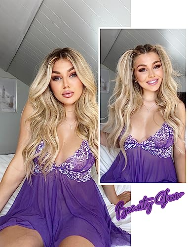 Avidlove Women Lingerie Lace Babydoll V Neck Nightwear Strap Chemise Purple XL
