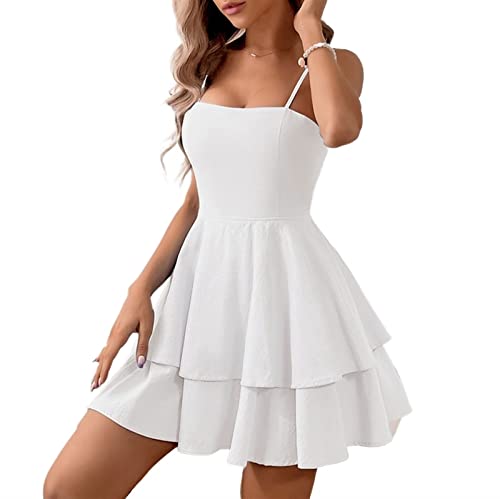 BNGD Women's Backless Bow Tie Short Dress Summer Models Sexy Halter Dresses (X-Large, White)