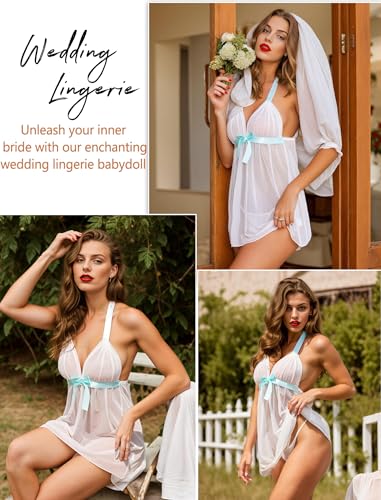 Avidlove Women's Sexy Mesh Halter Babydoll Chemise