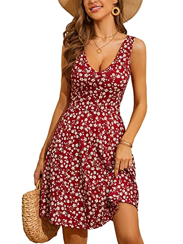 HUHOT Graduation Sun Dresses Women Casual Summer Homecoming Dress Sexy Knee Length Wedding Guest Flowy Midi Sundress Juniors Summer Spring Dresses for Women 2024