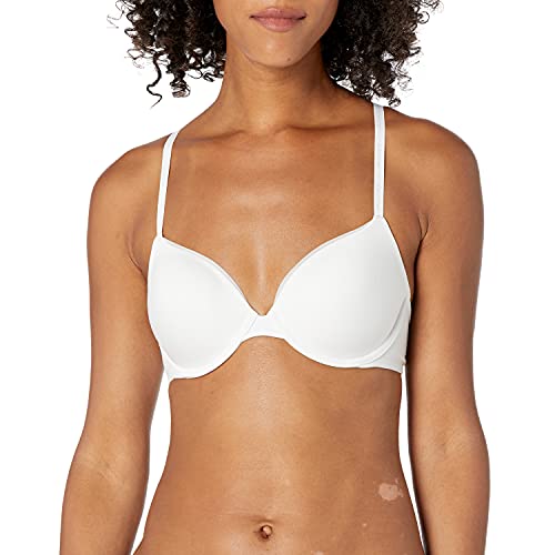 Calvin Klein Women's Constant Convertible Strap Lightly Lined Demi Bra, White, 36A