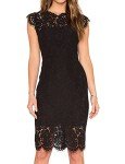 MEROKEETY Women's Lace Floral Cocktail Dress, Black