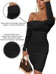 GOKATOSAU Women's Off-Shoulder Ruffle Mini Party Dress