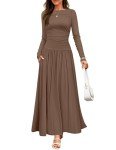 ZESICA Women's Fall Maxi Dress with Pockets
