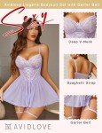 Avidlove Women's Lace Babydoll Lingerie Chemise - Purple