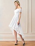 Lace Hi-Lo Off Shoulder Cocktail Dress - White