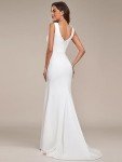Women's V-Neck Ruched Maxi Wedding Dress in White