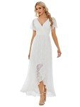 Elegant Lace V-Neck Ruffle Maxi Dress in White
