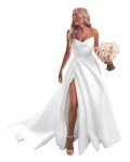 Elegant Strapless White Corset Wedding Dress