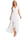 Elegant Lace V-Neck Ruffle Maxi Dress in White