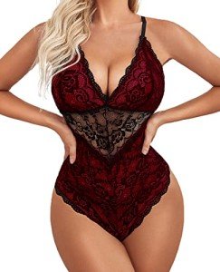Floral Lace Teddy Bodysuit for Women