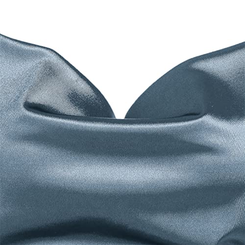 ZAFUL Women's Satin Sleeveless Spaghetti Strap Mini Dress Sexy Slip Cowl Neck Silky Cocktail Party Dresses(Blue-F, XS)