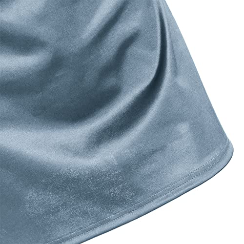 ZAFUL Women's Satin Sleeveless Spaghetti Strap Mini Dress Sexy Slip Cowl Neck Silky Cocktail Party Dresses(Blue-F, XS)